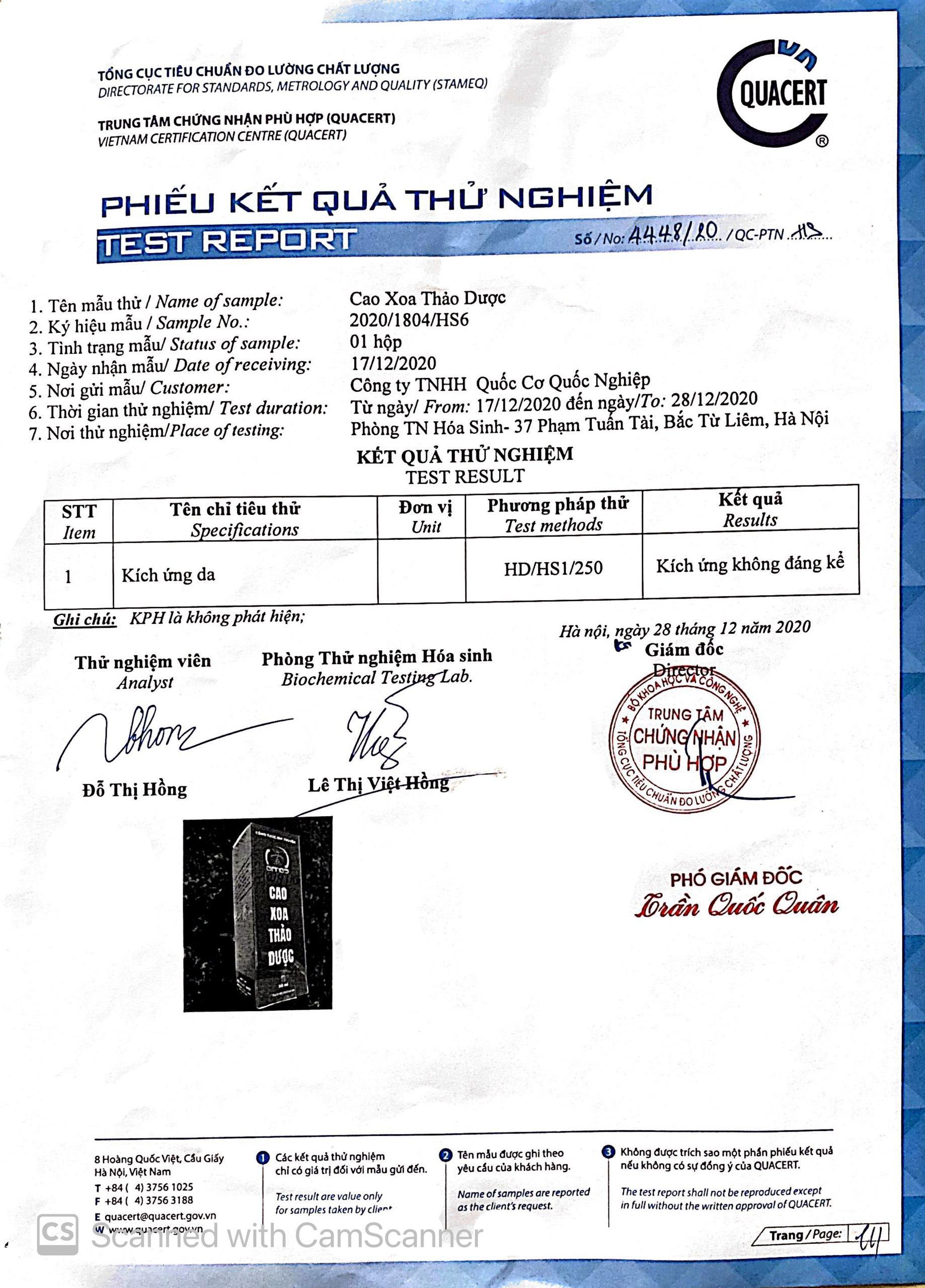 Hồ sơ sản phẩm Cao Xoa Thảo Dược Giang's 