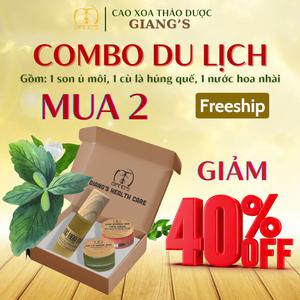 Combo du lịch : 1 chai Nước hoa nhài,  1 hũ Son dưỡng môi tiêu hồng, 1  hũ Cù là húng quế