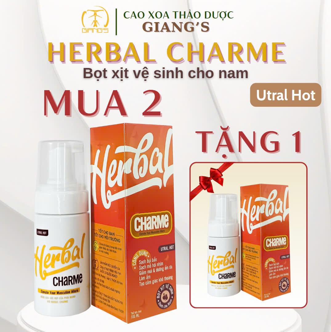   Combo bọt xịt vệ sinh: 2 chai Herbal charme (utral hot; nam; nóng ấm) 