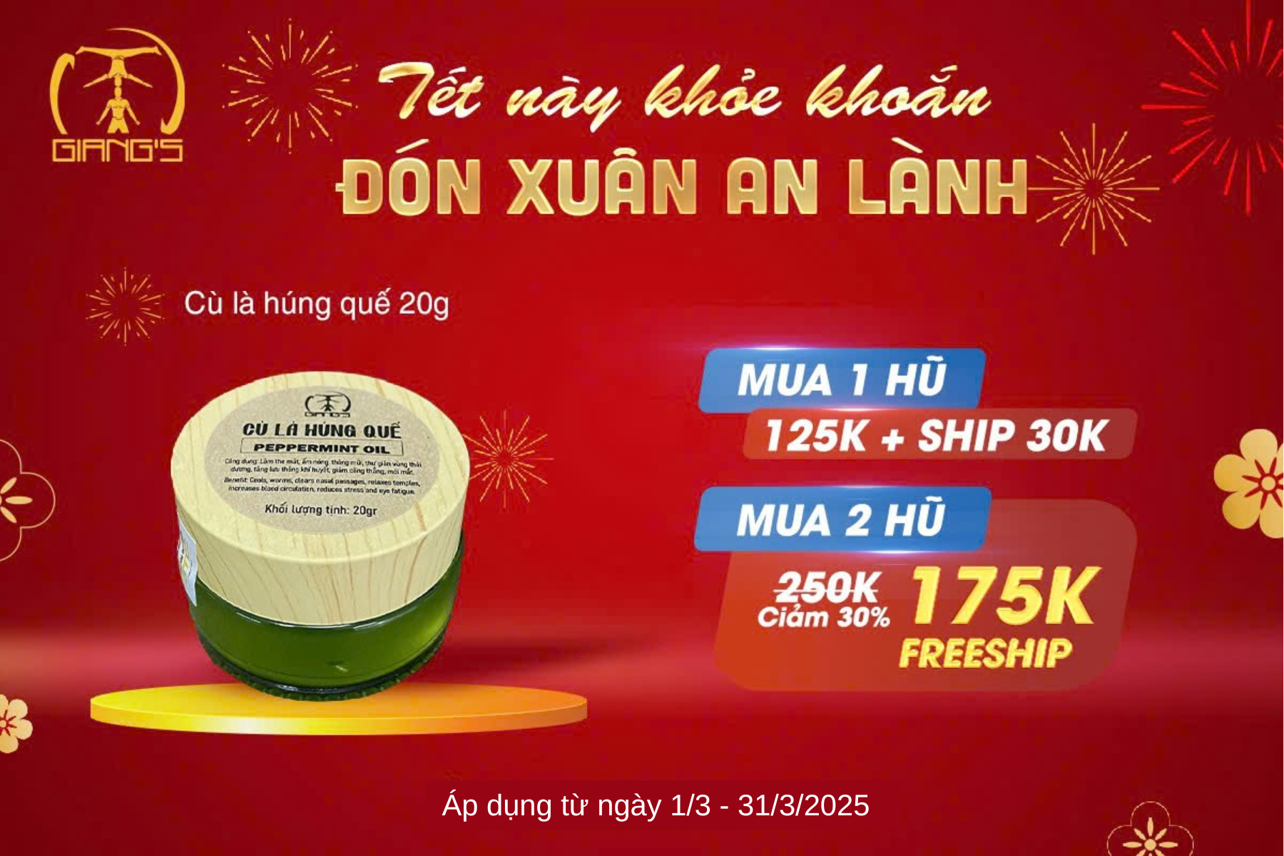 Combo 2 hũ dầu cù là húng quế 20gr 