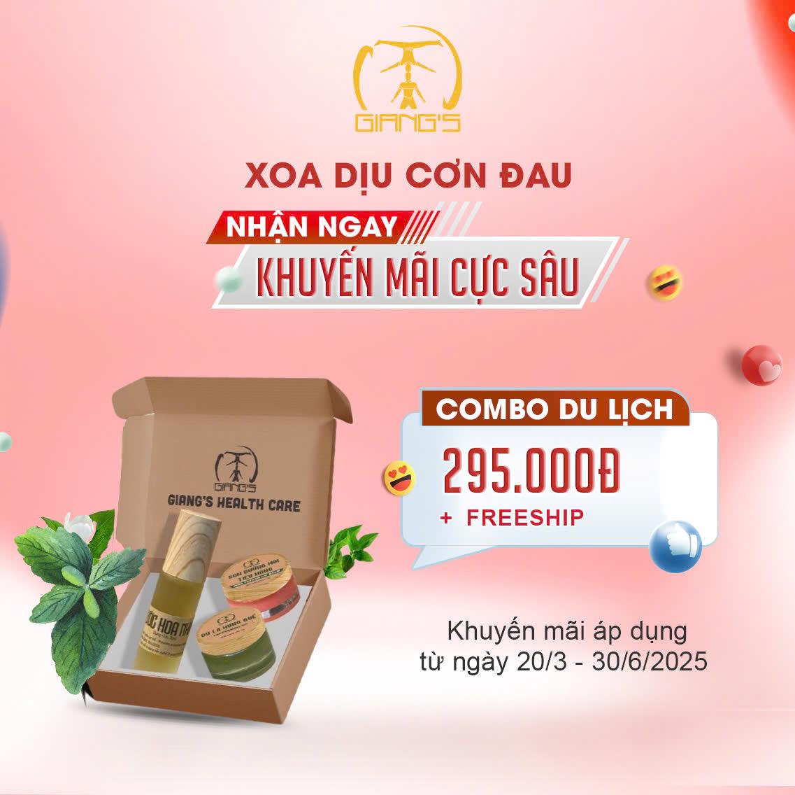 Combo du lịch : 1 chai Nước hoa nhài,  1 hũ Son dưỡng môi tiêu hồng, 1  hũ Cù là húng quế
