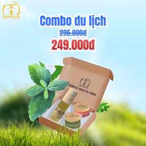 Combo du lịch : 1 chai Nước hoa nhài,  1 hũ Son dưỡng môi tiêu hồng, 1  hũ Cù là húng quế